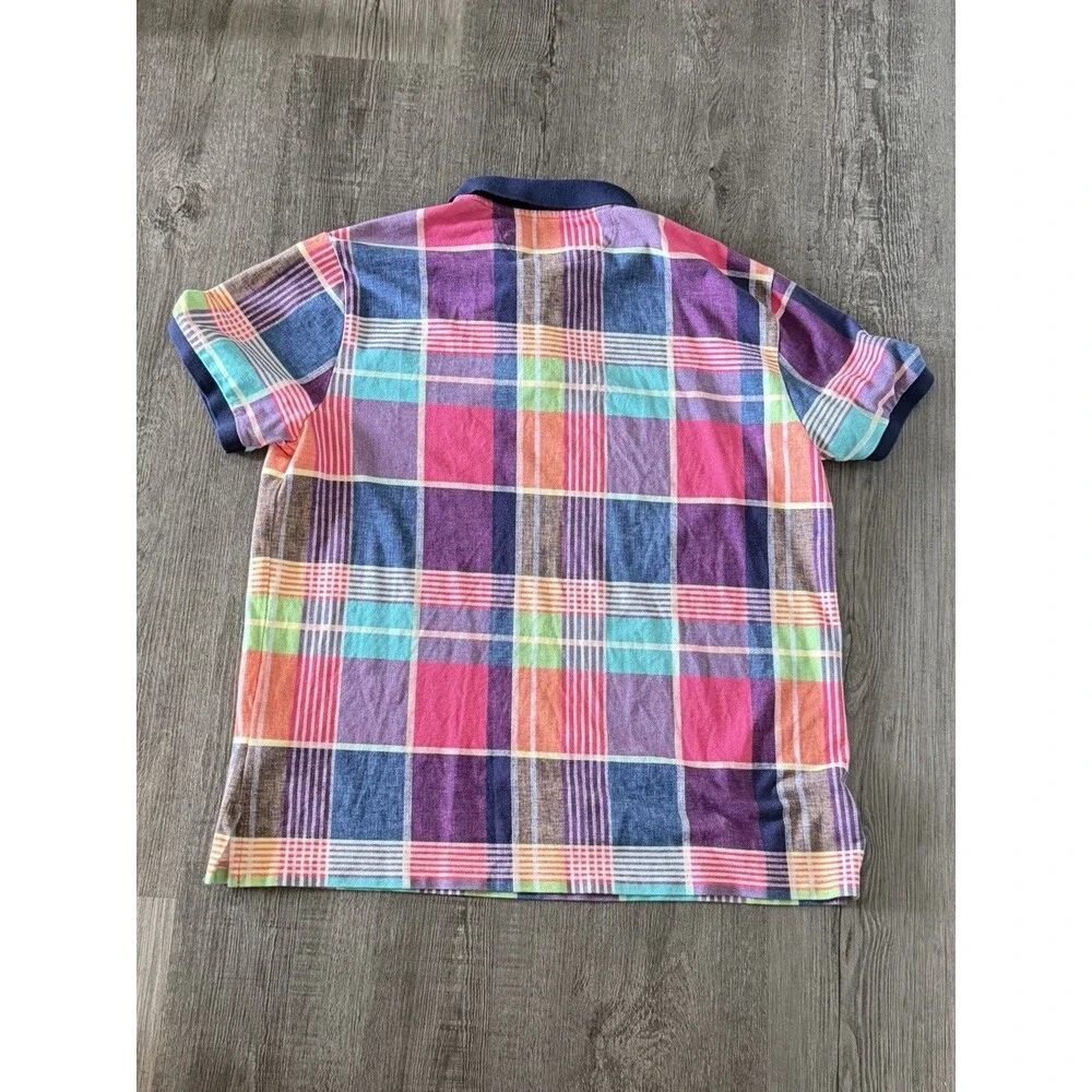 Polo Sport Ralph Lauren Men XL Plaid Polo Shirt Multicolor Custom Slim Fit USA